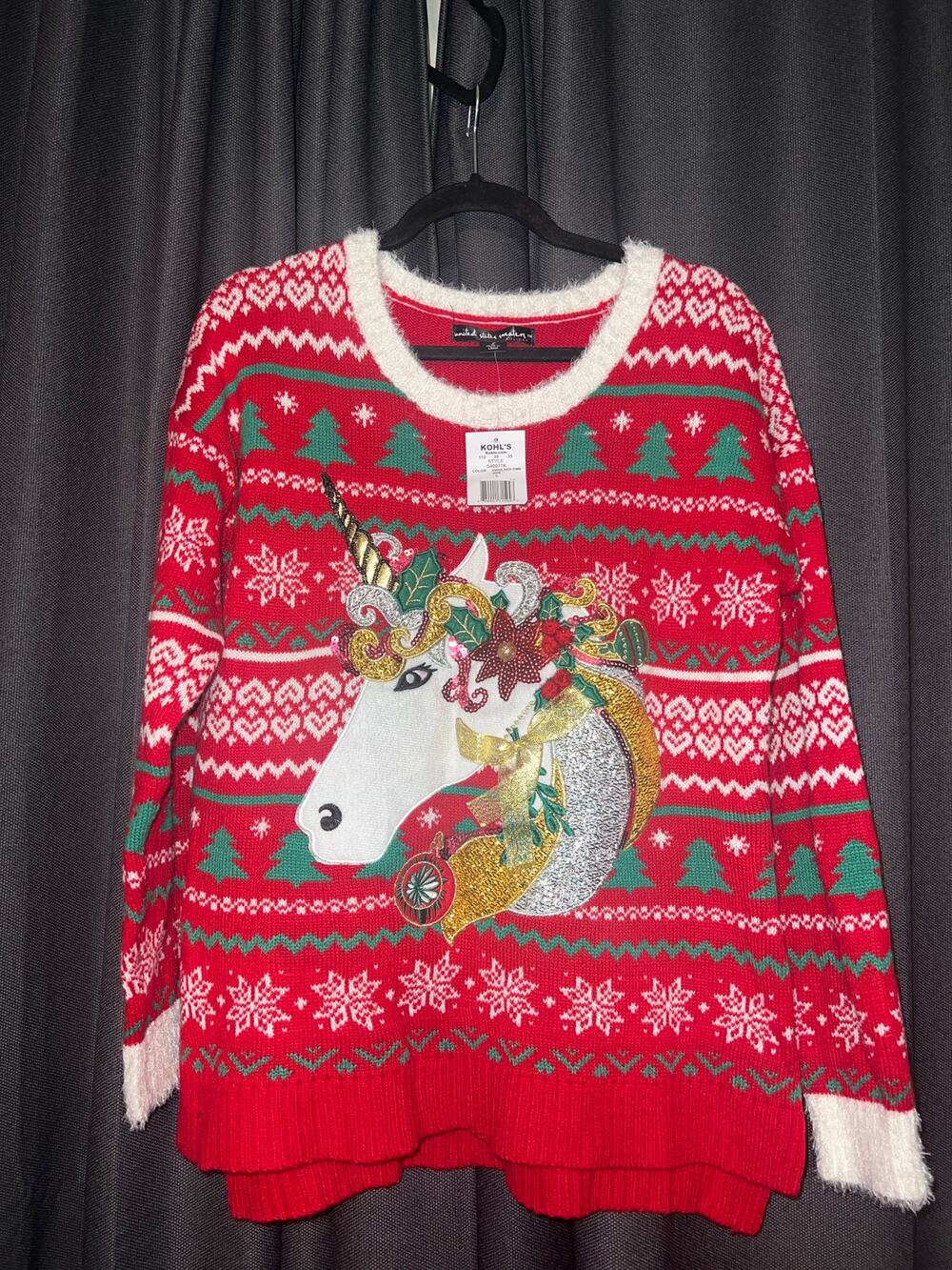 Ugly Christmas Sweater Xmas Size Large NWT Unicorn
